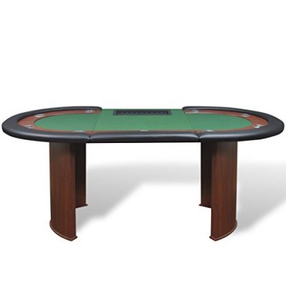 Anself 10-Player Poker Table with Dealer Area and Chip Tray Green - Image 3