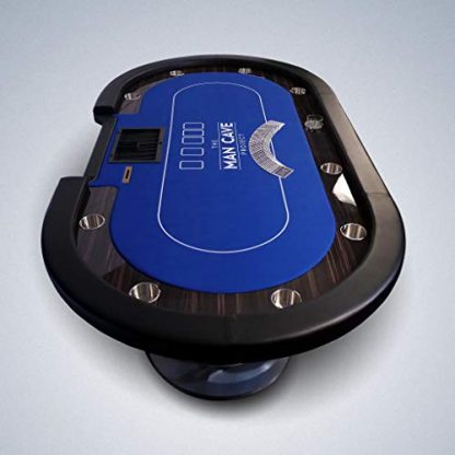Ex-Pro The Man Cave Project Luxury Poker Table, 10 Player Card Surface with Blue Baize Cloth, Chips Tray, and Cup Holders - Image 5