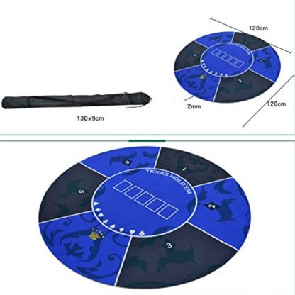MELLRO Texas Hold'em Table Mat Texas Hold 'em Rubber Mat With Shoulder Bag 180x90cm Blue Green Round Rubber Foam Poker Mats For Texas Holdem Poker - Image 5