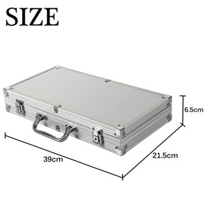 Display4top Texas Holdem Poker Chips Set with Aluminum Case ,2 Decks of Cards, Dealer, Small Blind, Big Blind Buttons and 5 Dice (Silver/300pcs) - Image 4