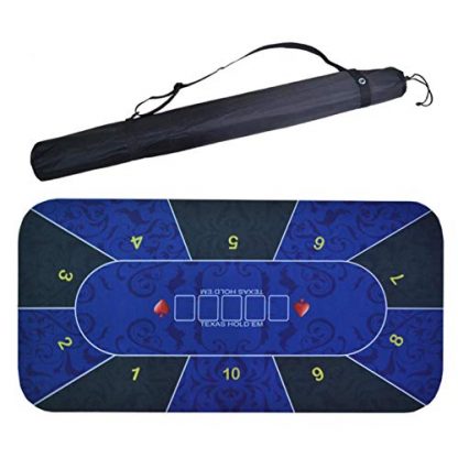 Poker Table Top, Layout Poker Mat, Portable Poker Table Mat Texas Hold Em Poker Mat with Carry Tube, Rubber Bottom, Flannel Surface