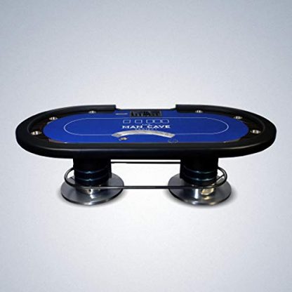 Ex-Pro The Man Cave Project Luxury Poker Table, 10 Player Card Surface with Blue Baize Cloth, Chips Tray, and Cup Holders - Image 3