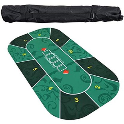 YFY Poker Table Mat, Texas Hold'em Poker Mat Non-slip Texas Hold'em Table Mat Poker Game Mat Playing Cards Poker Mat for Family Games, 120 × 60cm - Image 4
