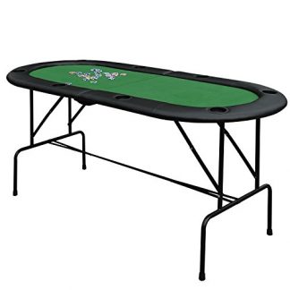 HOMCOM Poker Table 1.85m Folding Top for 8 Players Casino with Chip Trays Drink Holders