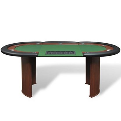 Anself 10-Player Poker Table with Dealer Area and Chip Tray Green - Image 4