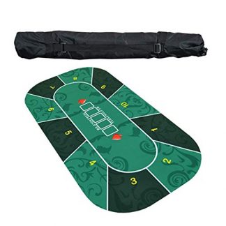 HEN'GMF Portable Rubber Foam Poker Table Mat Texas Hold em Poker Mat with Carry Tube to Play Cards, Poker Games, Blackjack, Casino (1.2x0.6m/1.8x0.9m)