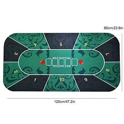 YFY Poker Table Mat, Texas Hold'em Poker Mat Non-slip Texas Hold'em Table Mat Poker Game Mat Playing Cards Poker Mat for Family Games, 120 × 60cm - Image 5