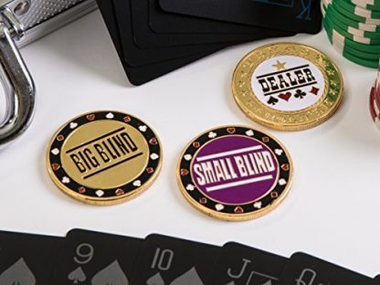 Premium Poker Chip Set With Aluminum Carrying Case. Upgraded Dealer/Small/Big Blind Buttons. PVC Black Water Proof Playing Cards. 300 Piece Composite, Texas Hold'em with Dice. Prime Professional - Image 9