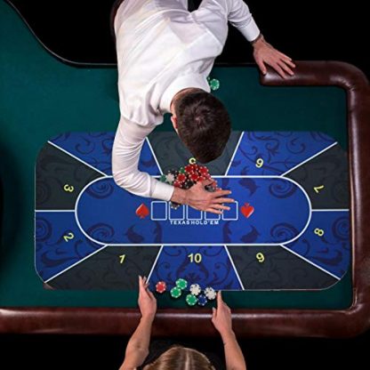Poker Table Top, Layout Poker Mat, Portable Poker Table Mat Texas Hold Em Poker Mat with Carry Tube, Rubber Bottom, Flannel Surface - Image 4