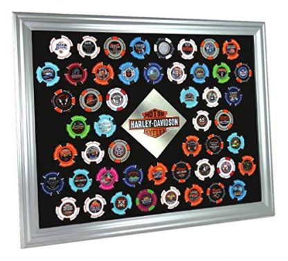 HARLEY-DAVIDSON Silver Collector's Poker Chip Frame, Fits 50 Chips 6950