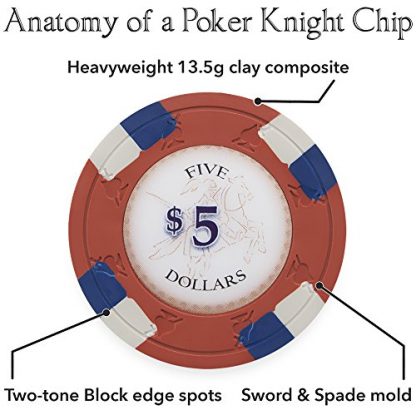Claysmith Gaming Pack of 50 Poker Knights Poker Chips, Heavyweight 13.5-Gram Clay Composite - Image 4