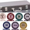 320 Piece Pro Poker Clay Poker Set - 2X Plastic Cards with Cutting Cards - Reinforced Leather case - Free Poker Felt