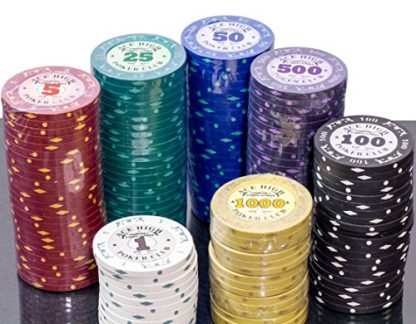 320 Piece Pro Poker Clay Poker Set - 2X Plastic Cards with Cutting Cards - Reinforced Leather case - Free Poker Felt - Image 5