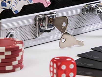 Premium Poker Chip Set With Aluminum Carrying Case. Upgraded Dealer/Small/Big Blind Buttons. PVC Black Water Proof Playing Cards. 300 Piece Composite, Texas Hold'em with Dice. Prime Professional - Image 8