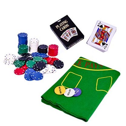 M.Y Texas Hold'em Poker & Blackjack Set - Includes Poker Chips, Deck of Cards and Mat - Image 4