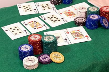 320 Piece Pro Poker Clay Poker Set - 2X Plastic Cards with Cutting Cards - Reinforced Leather case - Free Poker Felt - Image 3