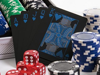 Premium Poker Chip Set With Aluminum Carrying Case. Upgraded Dealer/Small/Big Blind Buttons. PVC Black Water Proof Playing Cards. 300 Piece Composite, Texas Hold'em with Dice. Prime Professional - Image 3