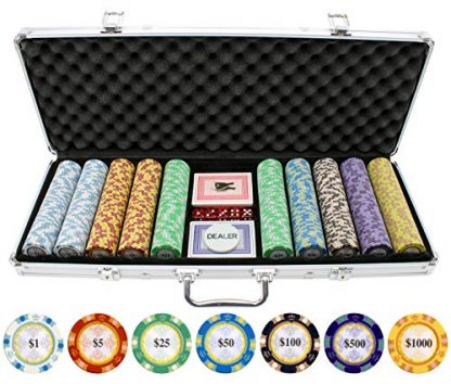 JP Commerce 500-SUPERCROWN 13.5g 500pc Monte Carlo Clay Poker Chips Set