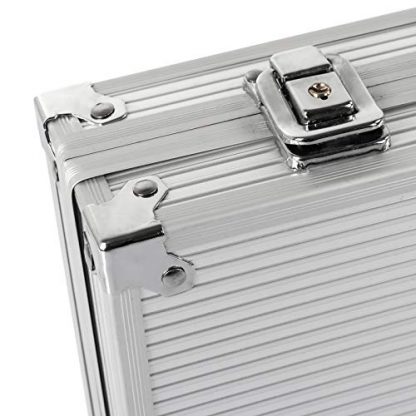 Display4top Texas Holdem Poker Chips Set with Aluminum Case ,2 Decks of Cards, Dealer, Small Blind, Big Blind Buttons and 5 Dice (Silver/300pcs) - Image 8