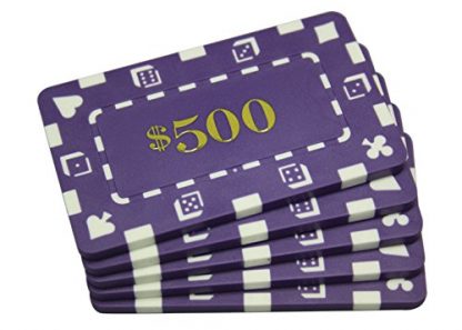 MRC 5 Pcs Denominated Rectangular Poker Chips Plaques $500 Purple